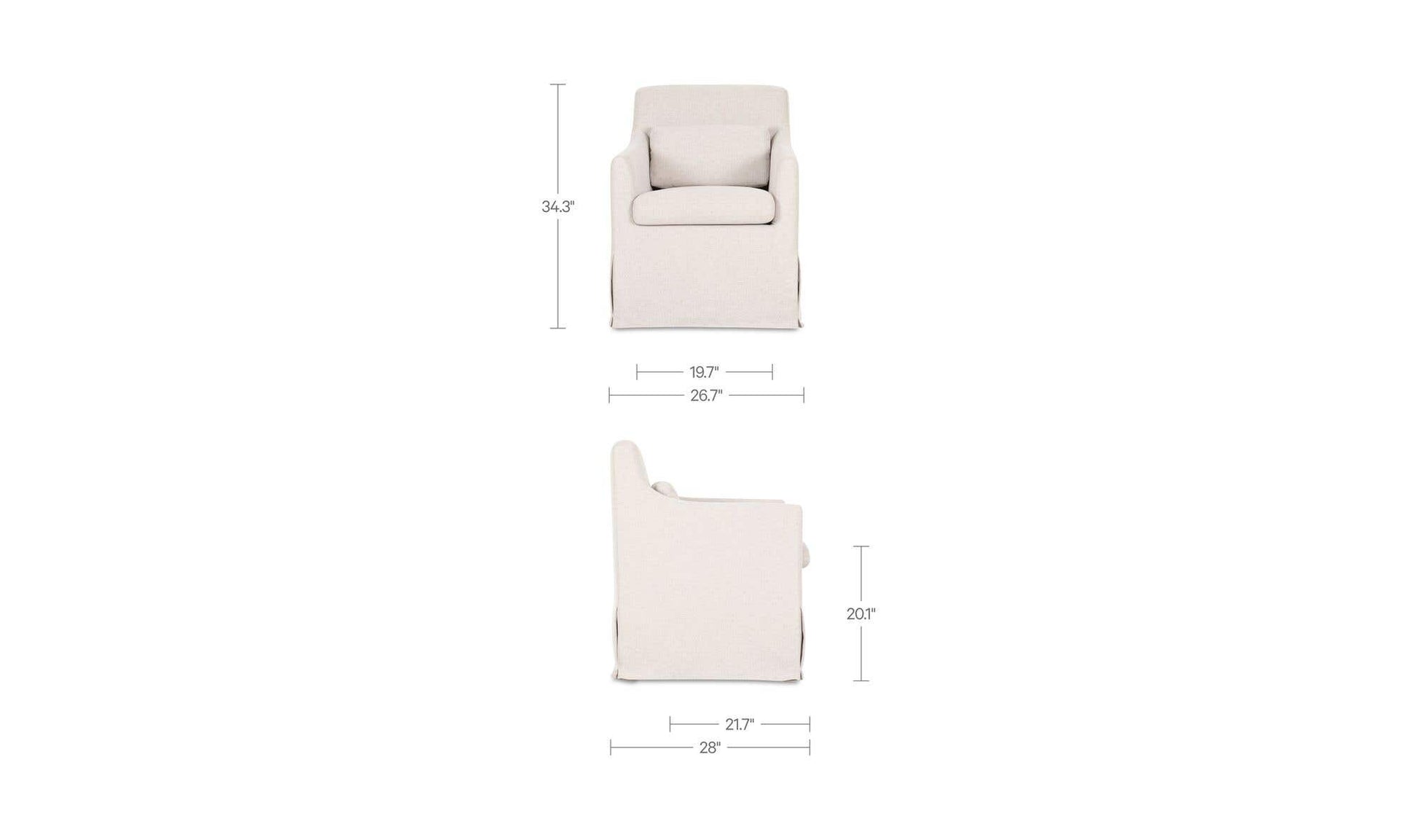 Lydia Slipcover Dining Chair Beige by Moe's Home Collection - view 13