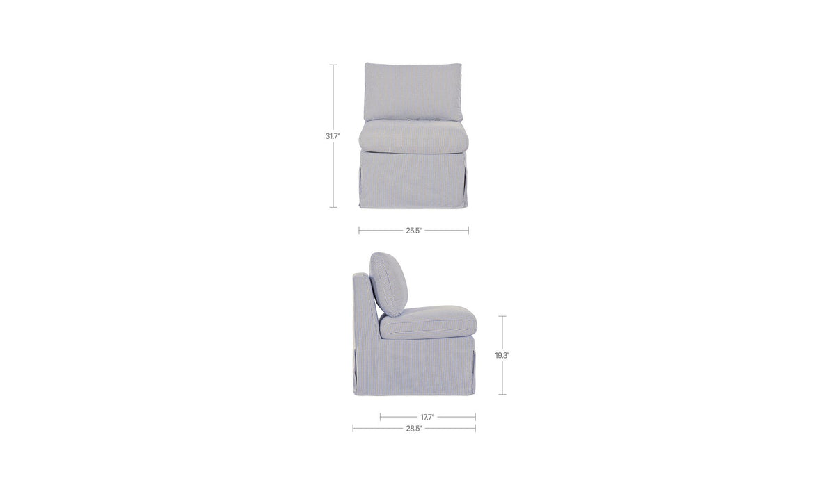 Fable Slipcover Dining Slipper Chair Navy Stripe by Moe's Home Collection - view 15