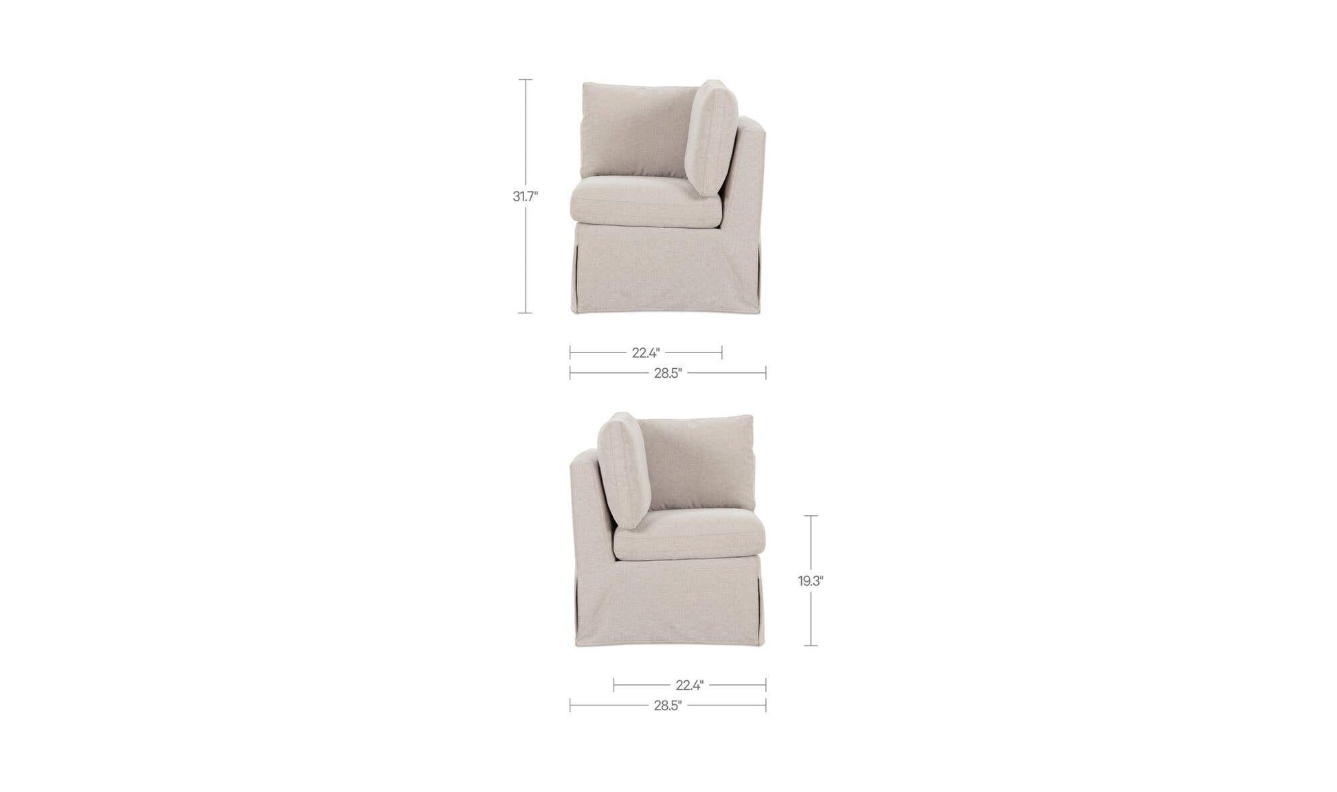 Fable Slipcover Dining Corner Chair Beige by Moe's Home Collection - view 11