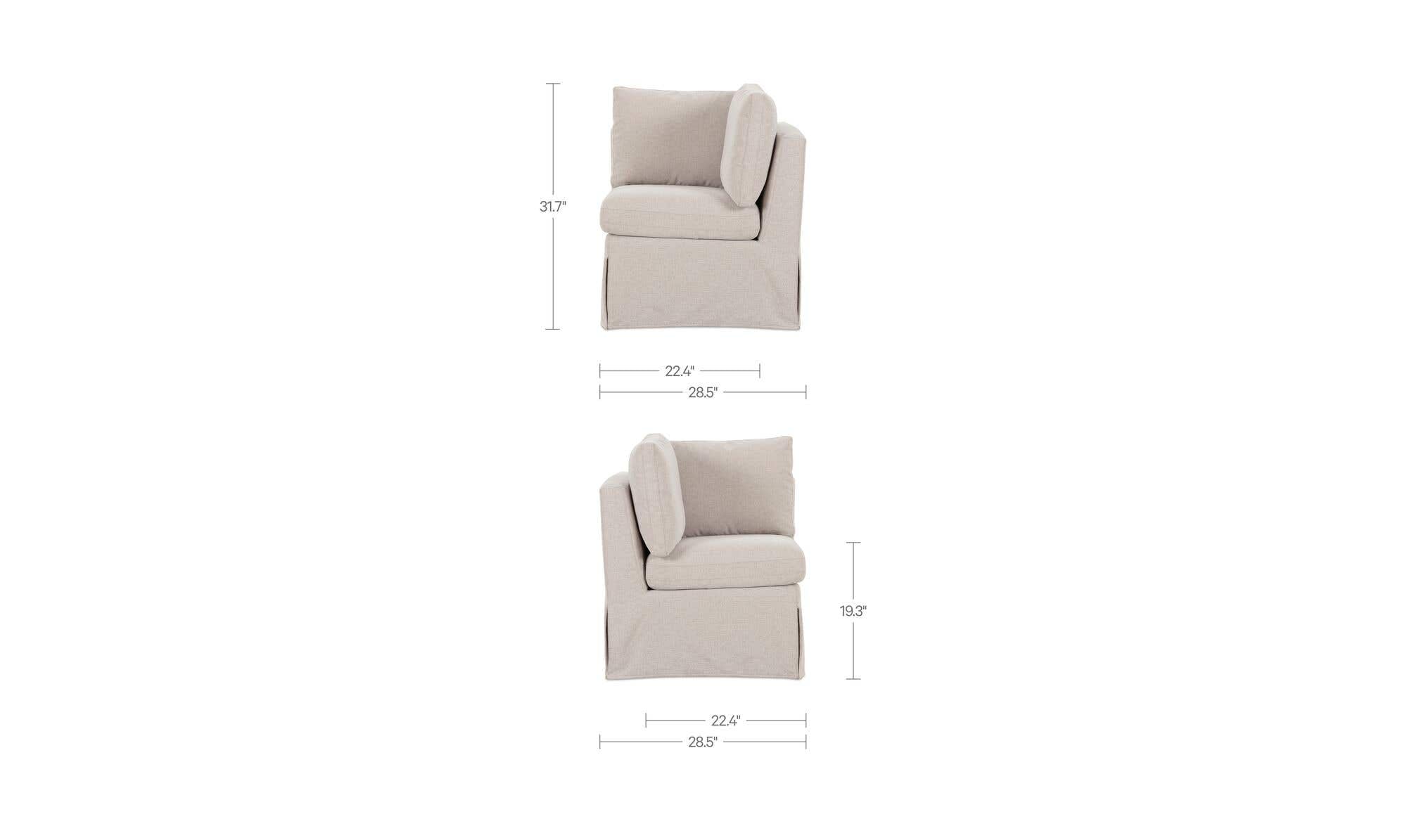 Fable Slipcover Dining Corner Chair Beige by Moe's Home Collection - view 11
