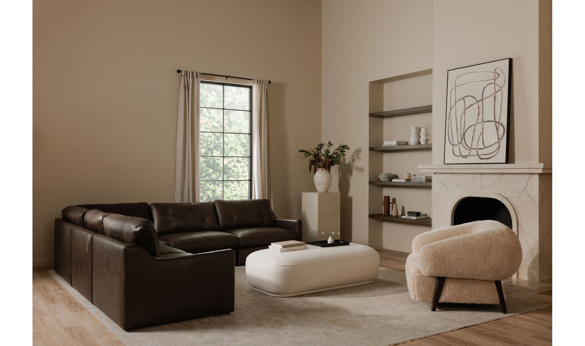 Devlin Lounge Chair Cream Faux Fur by Moe's Home Collection - view 5