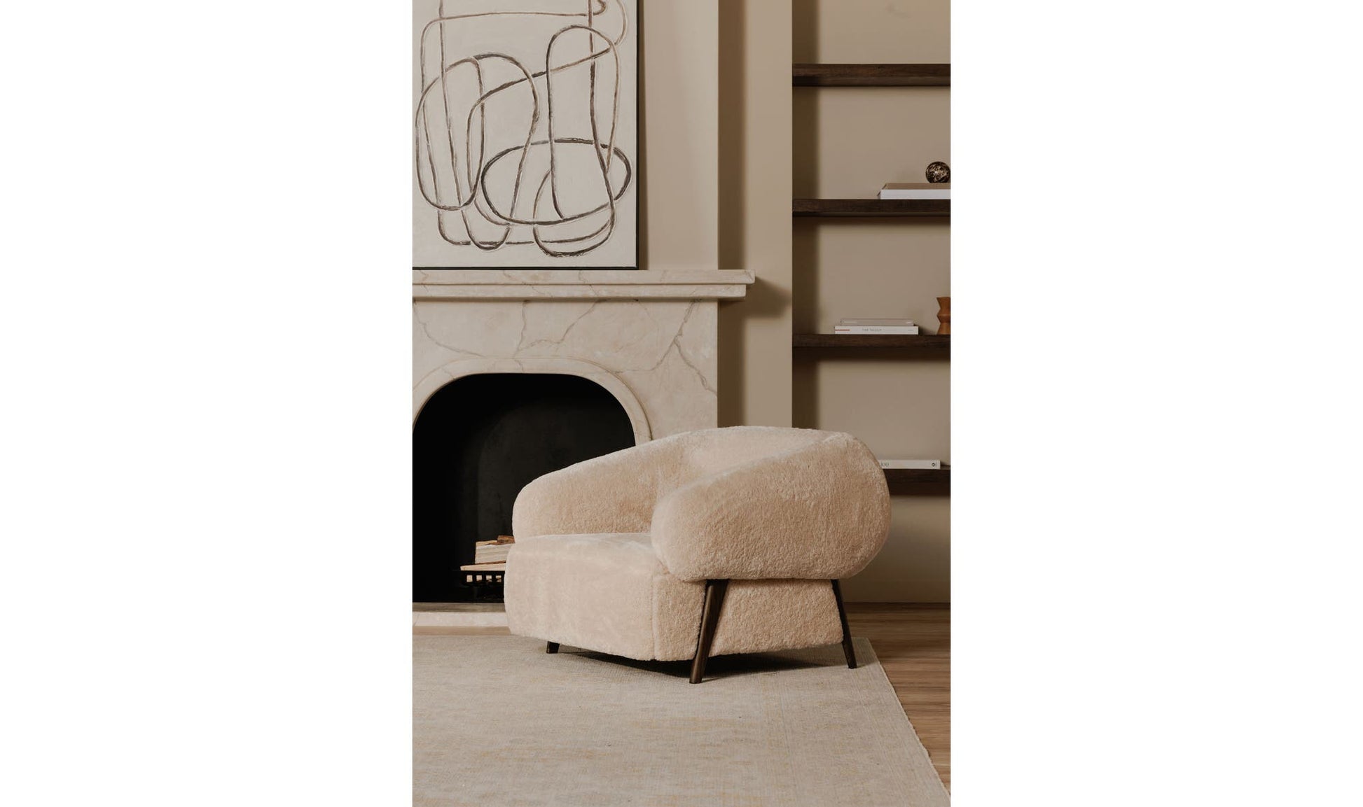 Devlin Lounge Chair Cream Faux Fur by Moe's Home Collection - view 6