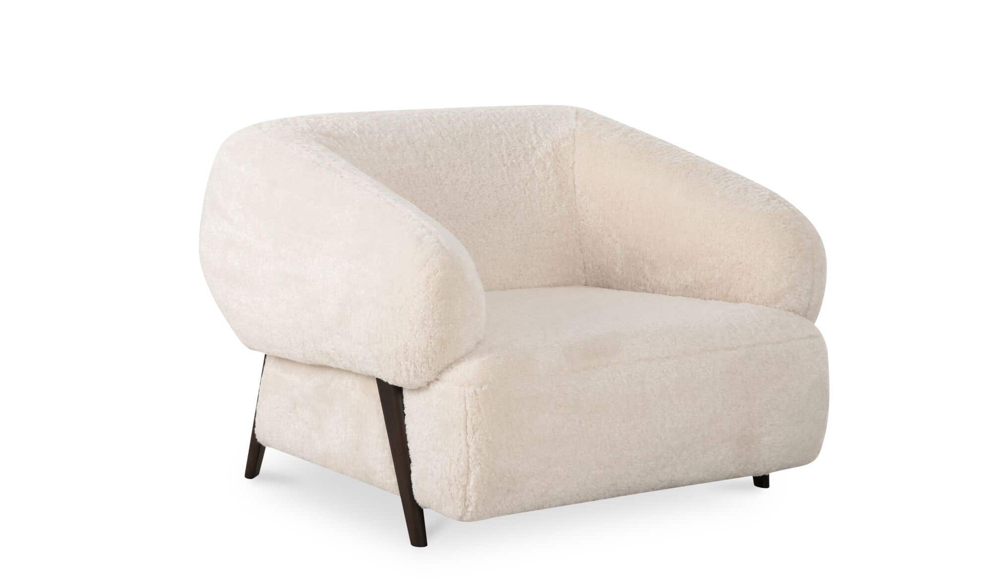 Devlin Lounge Chair Cream Faux Fur by Moe's Home Collection - view 7