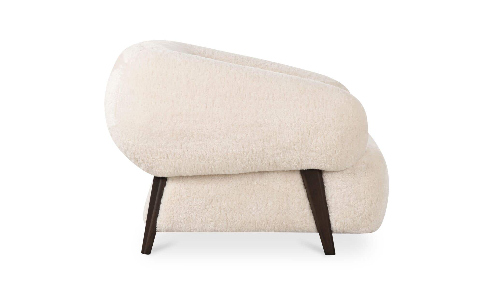 Devlin Lounge Chair Cream Faux Fur by Moe's Home Collection - view 8