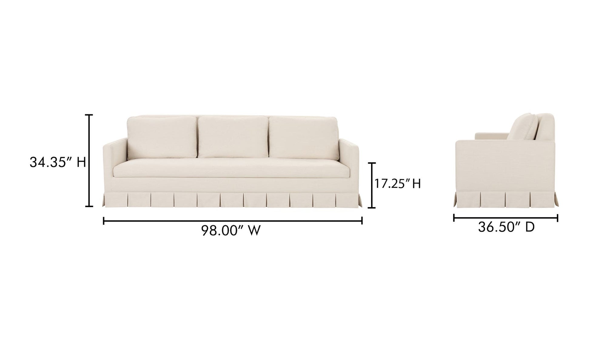 Pellicano Sofa Cream by Moe's Home Collection - view 17