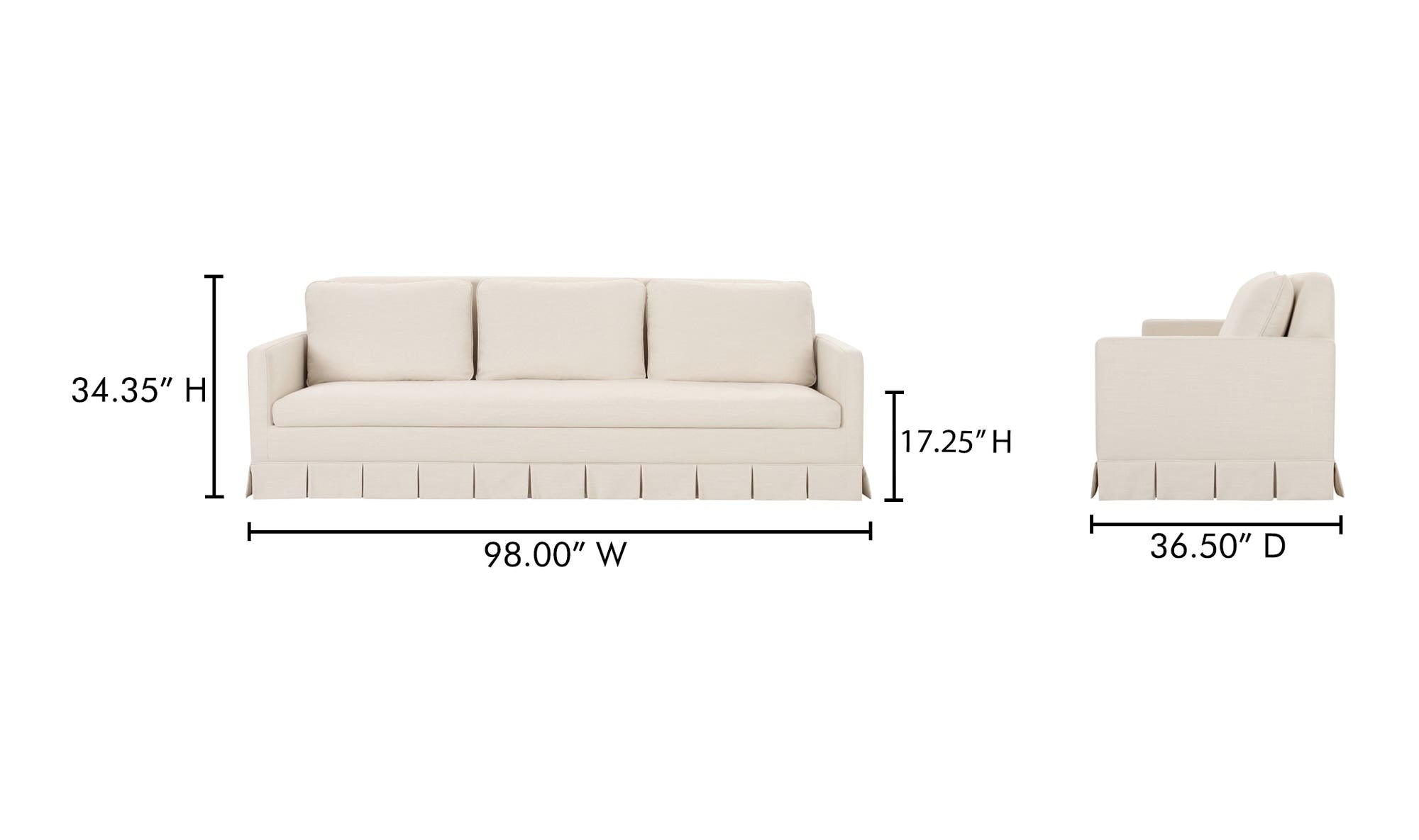 Pellicano Sofa Cream by Moe's Home Collection - view 17