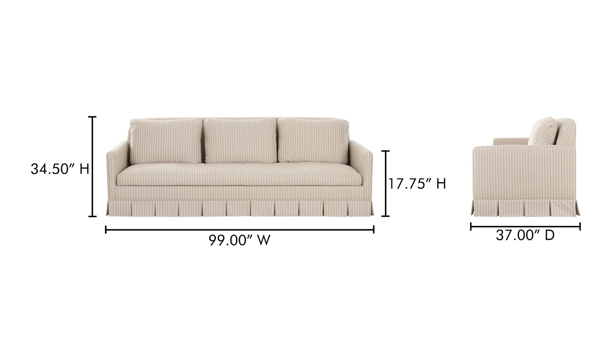 Pellicano Sofa Beige Stripe by Moe's Home Collection - view 15