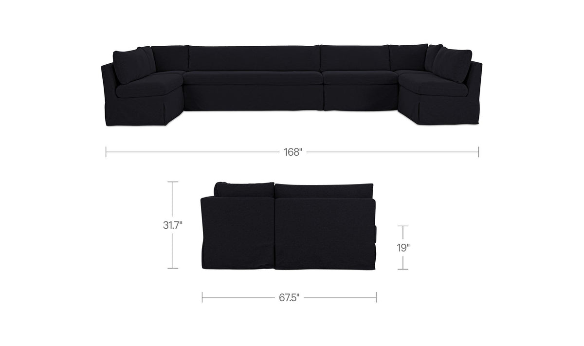 Fable Slipcover Dining Banquette U-Shape Black 168 in by Moe's Home Collection - view 10