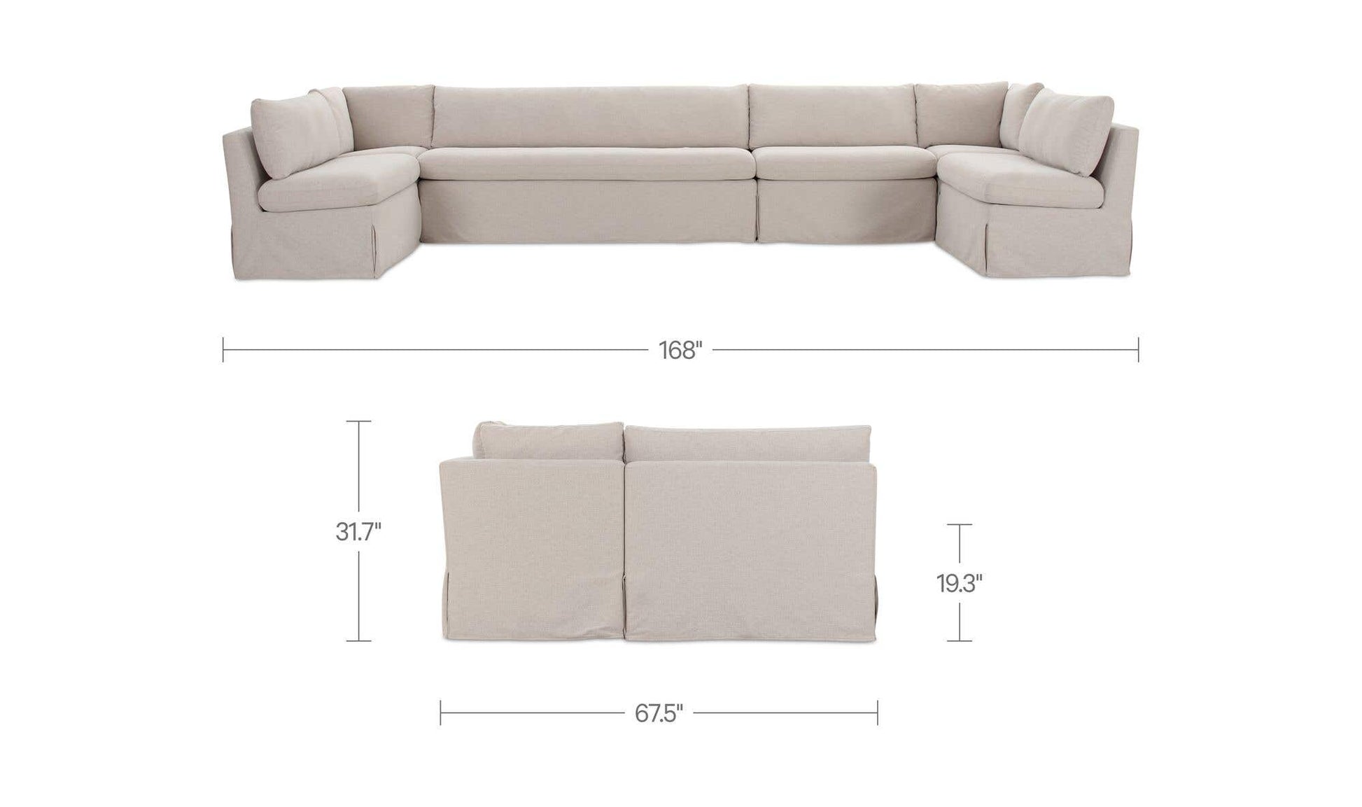 Fable Slipcover Dining Banquette U-Shape Beige 168 in. by Moe's Home Collection - view 13