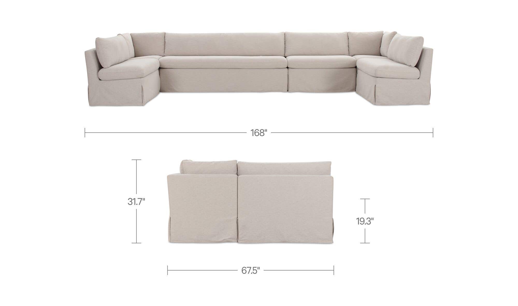 Fable Slipcover Dining Banquette U-Shape Beige 168 in. by Moe's Home Collection - view 13