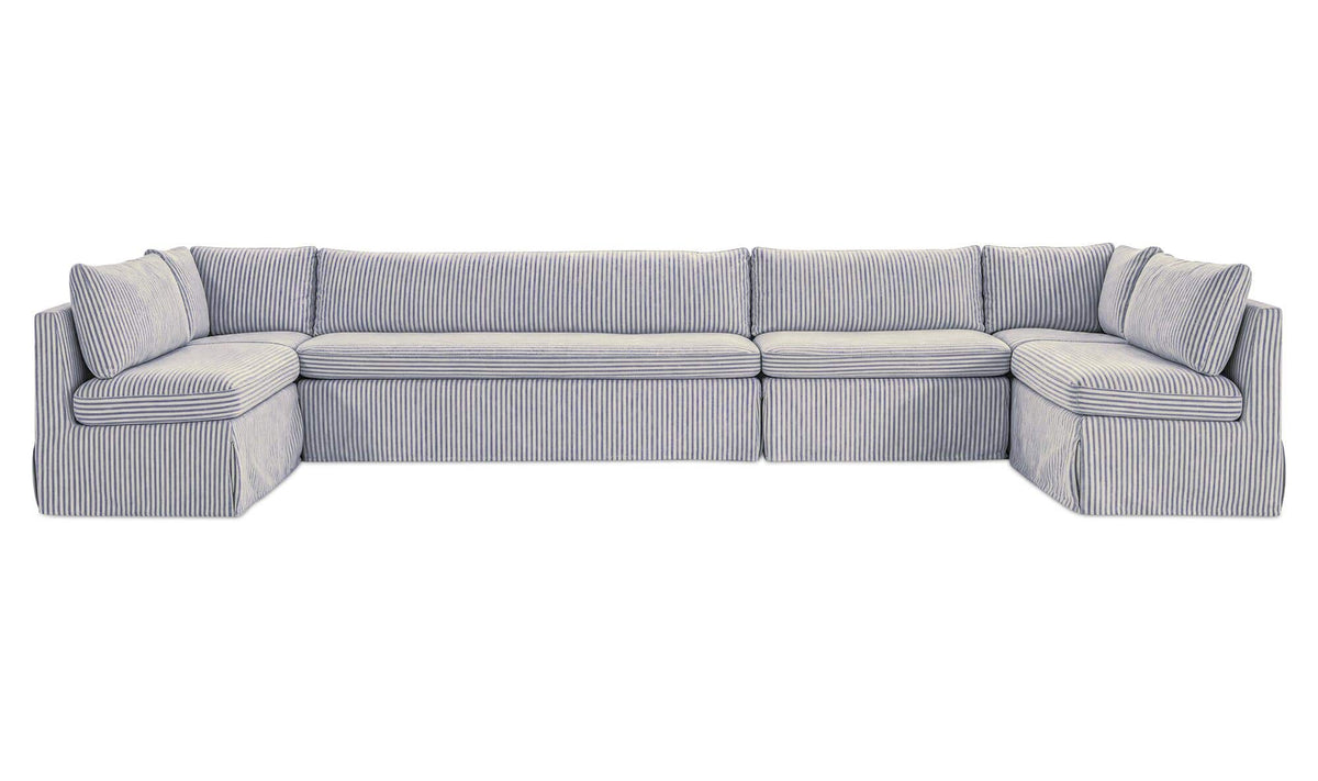 Fable Slipcover Dining Banquette U-Shape Navy Stripe 168 in by Moe's Home Collection - view 2