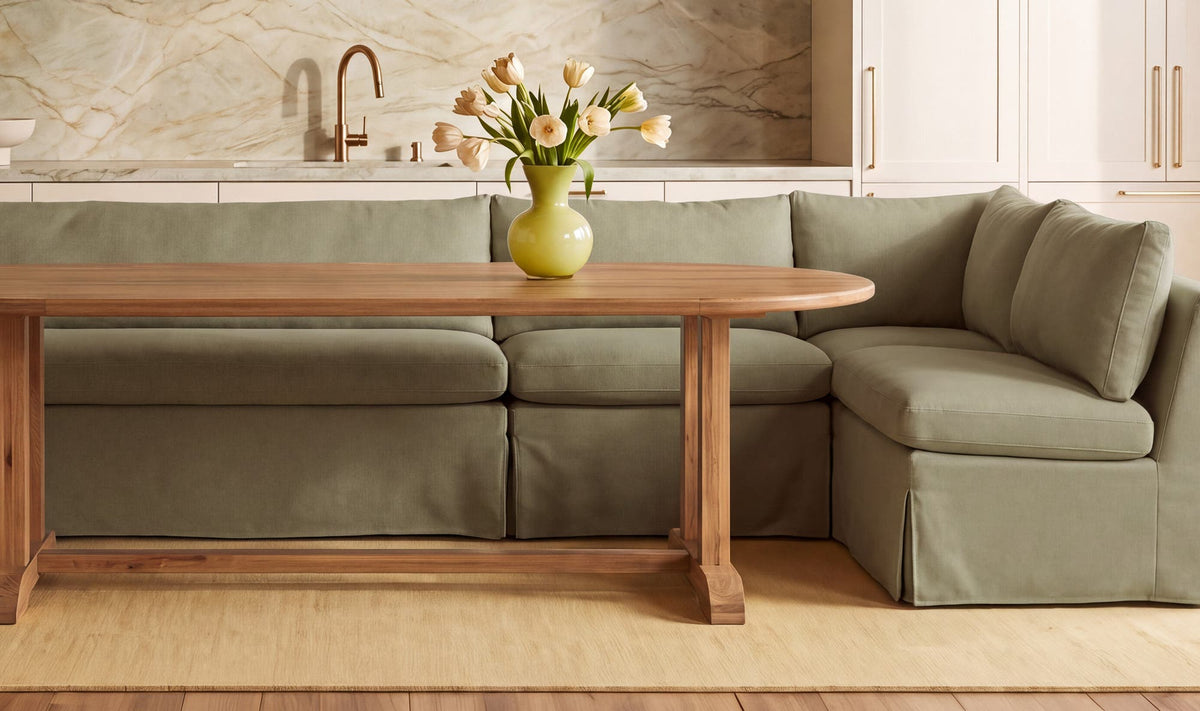 Fable Slipcover Dining Banquette L-Shape Olive 96 in by Moe's Home Collection - view 3