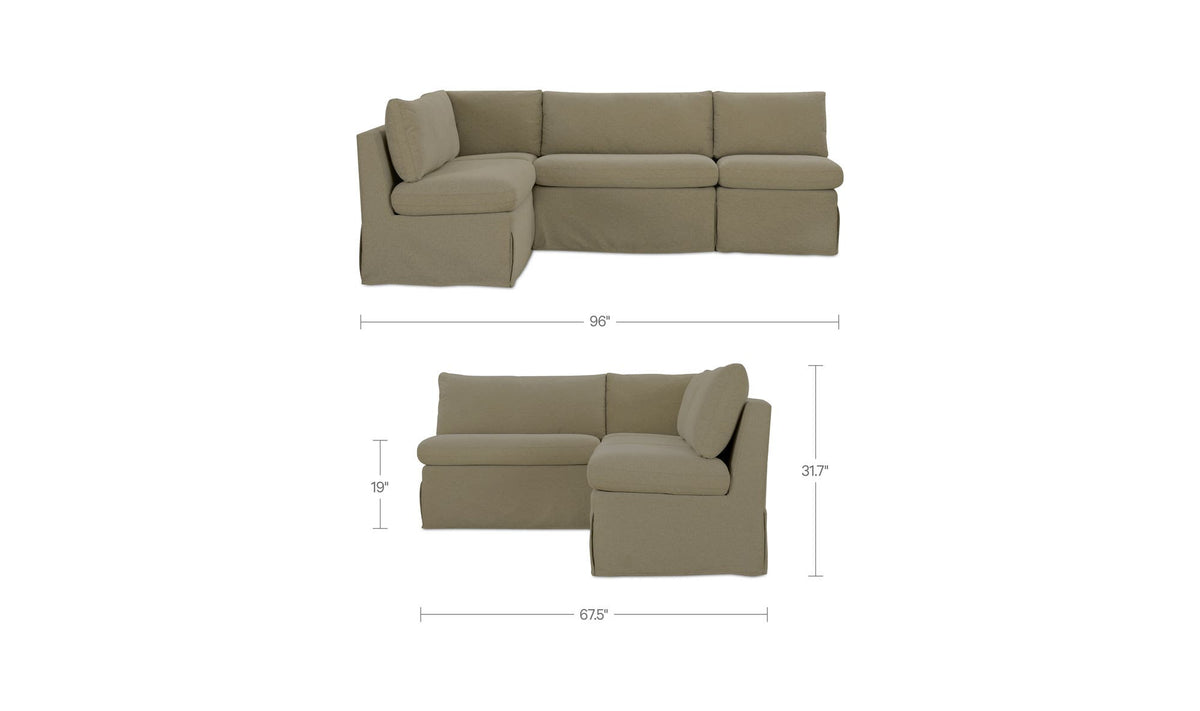 Fable Slipcover Dining Banquette L-Shape Olive 96 in by Moe's Home Collection - view 10