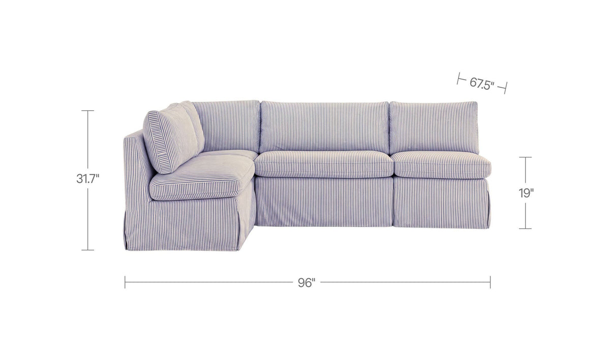 Fable Slipcover Dining Banquette L-Shape Navy Stripe 96 in by Moe's Home Collection - view 8