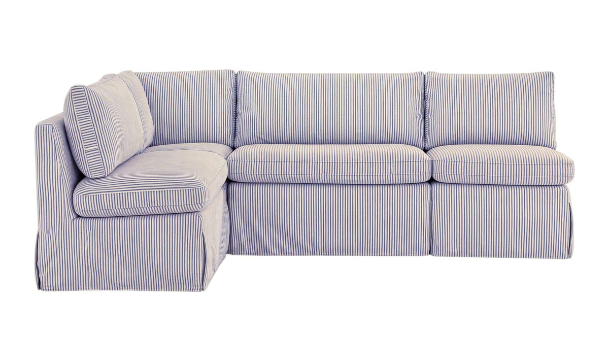 Fable Slipcover Dining Banquette L-Shape Navy Stripe 96 in by Moe's Home Collection - view 2