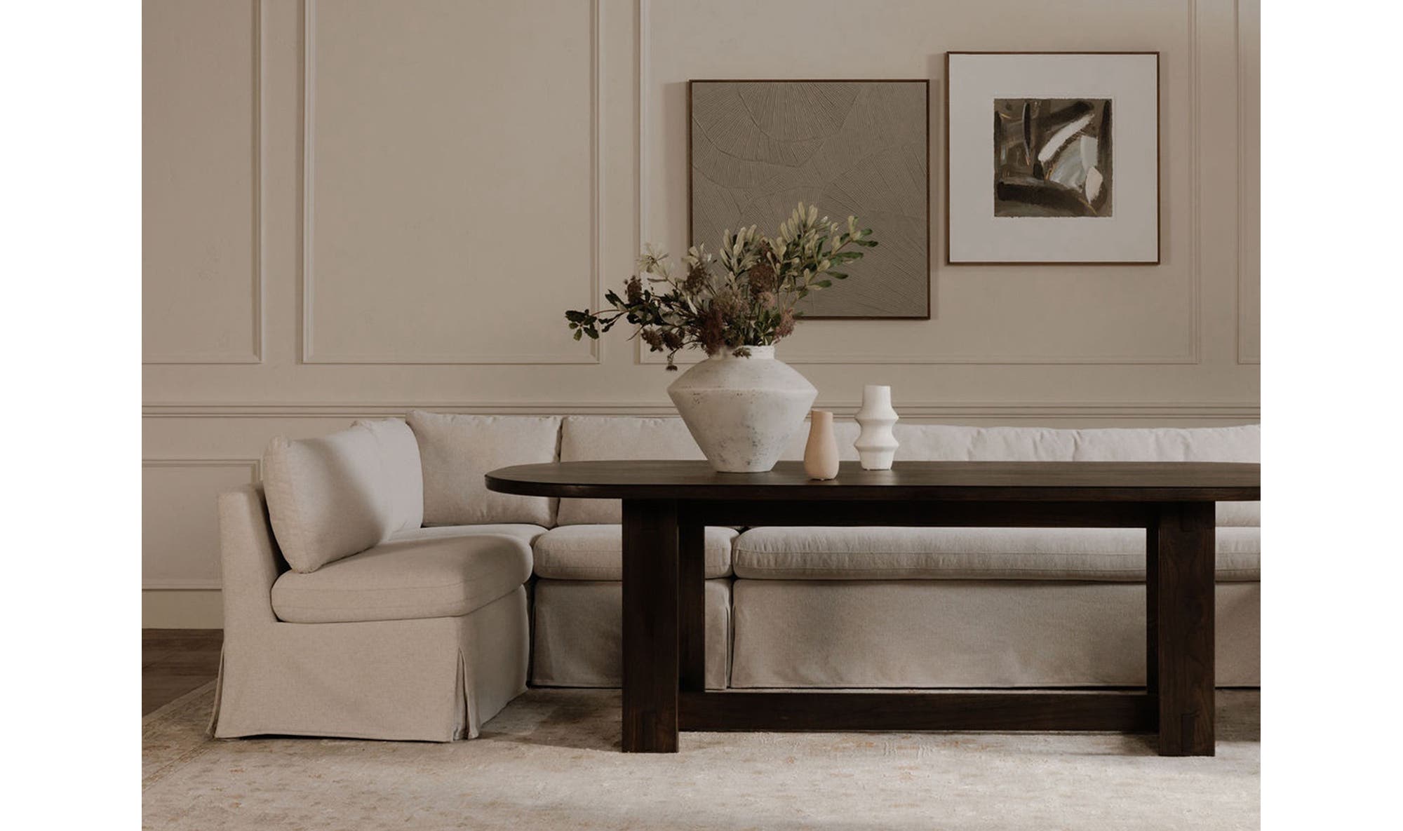 Fable Slipcover Dining Banquette L-Shape Beige 100.5 in. by Moe's Home Collection - view 7