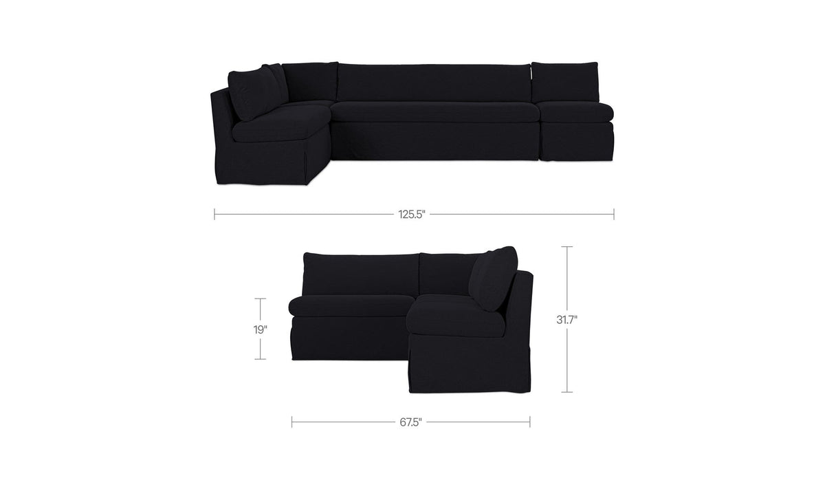 Fable Slipcover Dining Banquette L-Shape Black 125.5 in by Moe's Home Collection - view 10