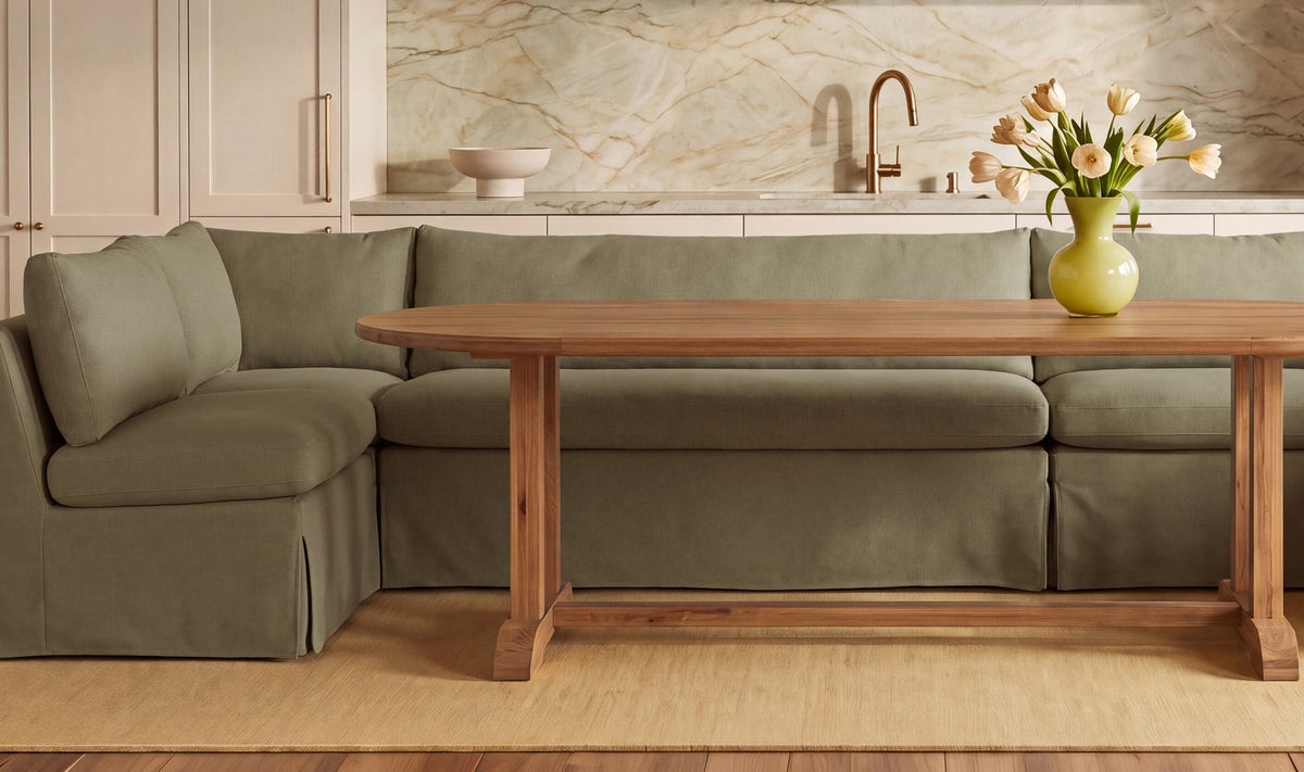 Fable Slipcover Dining Banquette L-Shape Olive 125.5 in by Moe's Home Collection - view 3