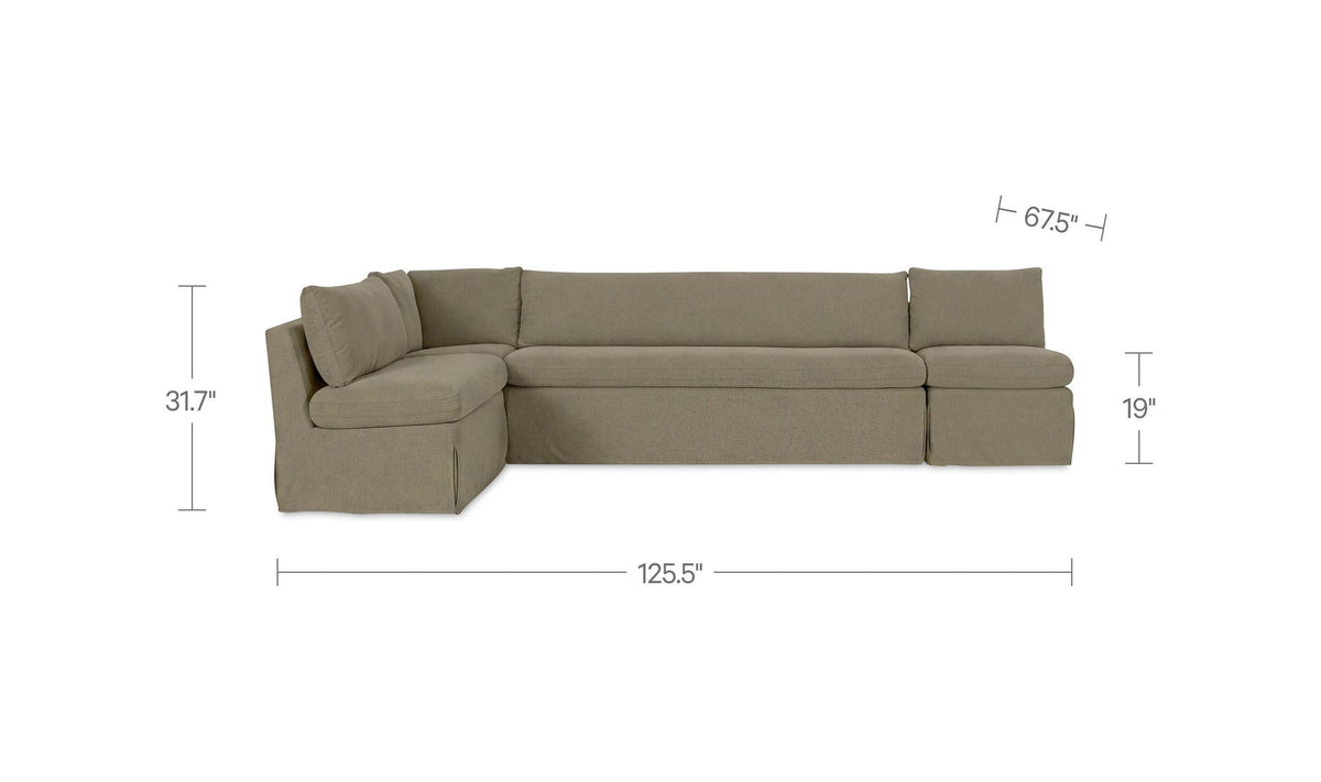 Fable Slipcover Dining Banquette L-Shape Olive 125.5 in by Moe's Home Collection - view 6