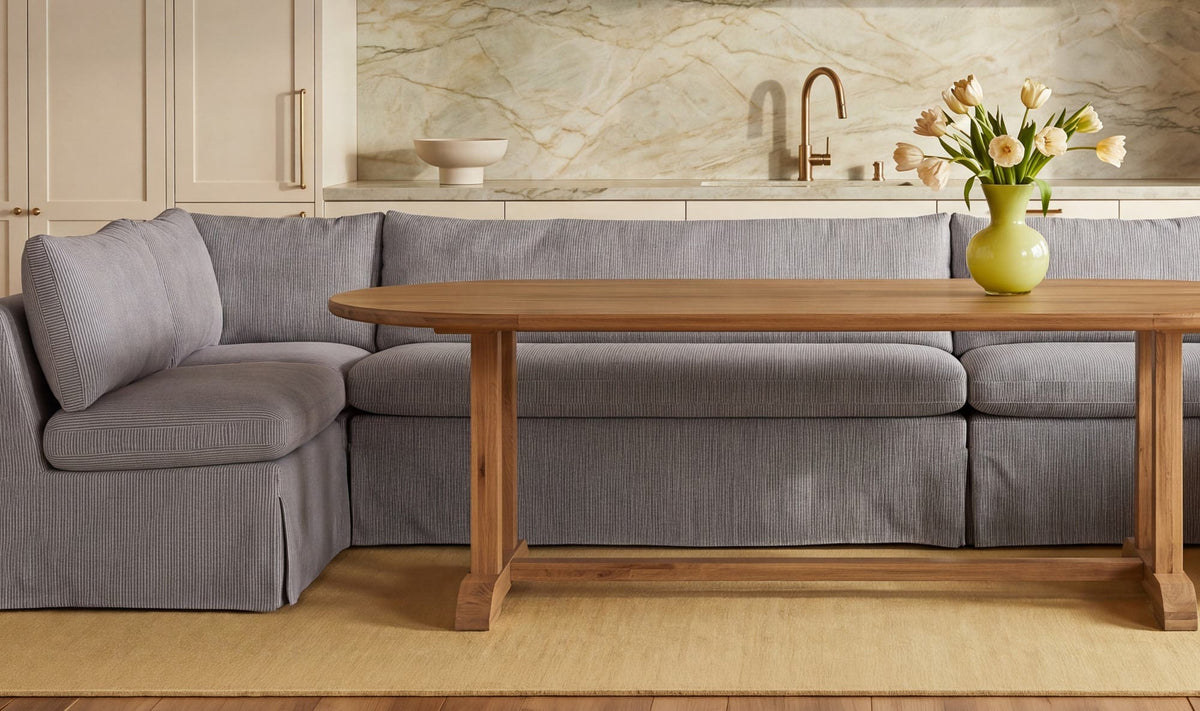 Fable Slipcover Dining Banquette L-Shape Navy Stripe 139.5 in by Moe's Home Collection - view 3