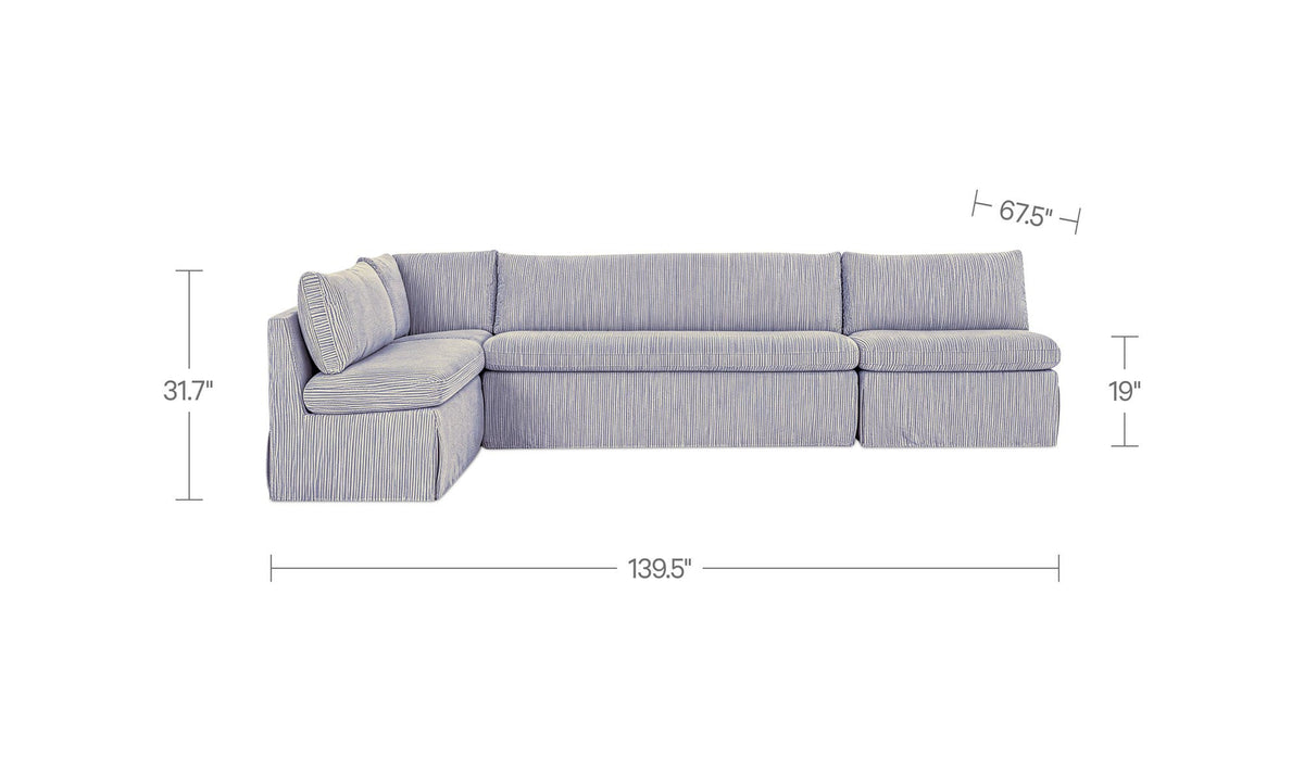 Fable Slipcover Dining Banquette L-Shape Navy Stripe 139.5 in by Moe's Home Collection - view 8