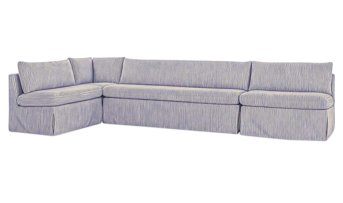 Fable Slipcover Dining Banquette L-Shape Navy Stripe 139.5 in by Moe's Home Collection - view 4