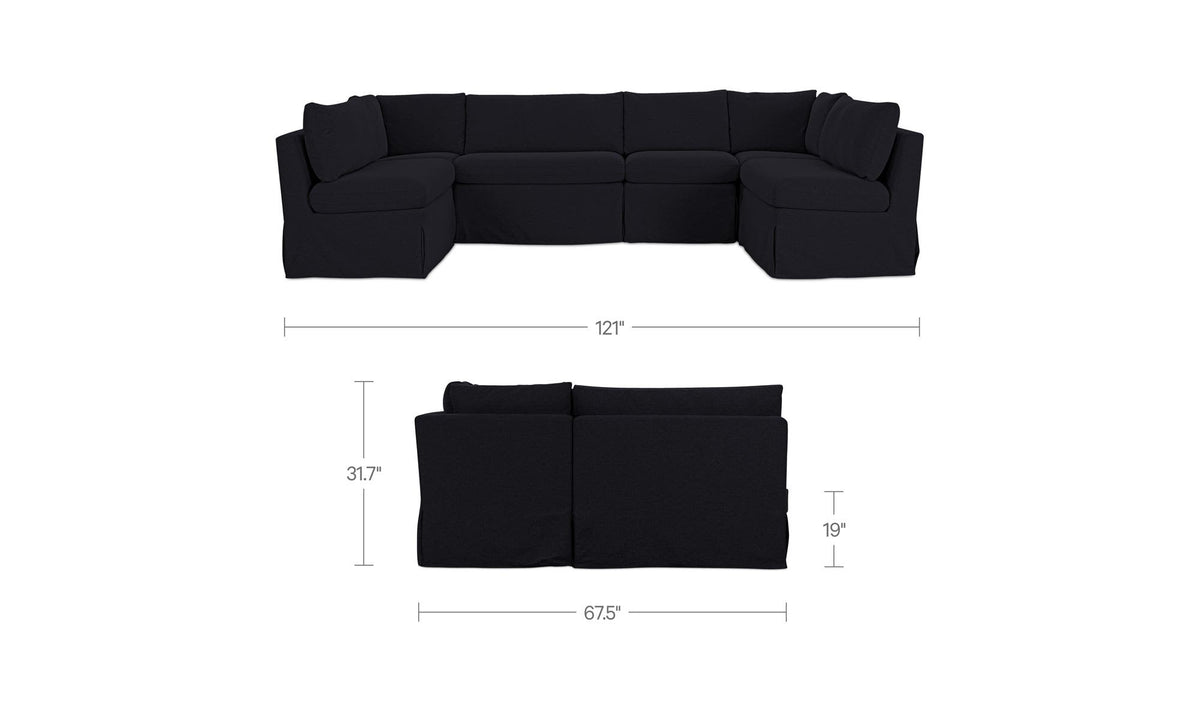Fable Slipcover Dining Banquette U-Shape Black 121 in by Moe's Home Collection - view 10