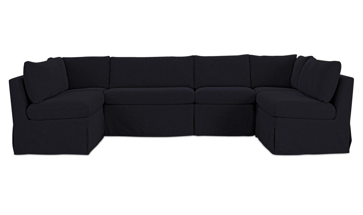 Fable Slipcover Dining Banquette U-Shape Black 121 in by Moe's Home Collection - view 2