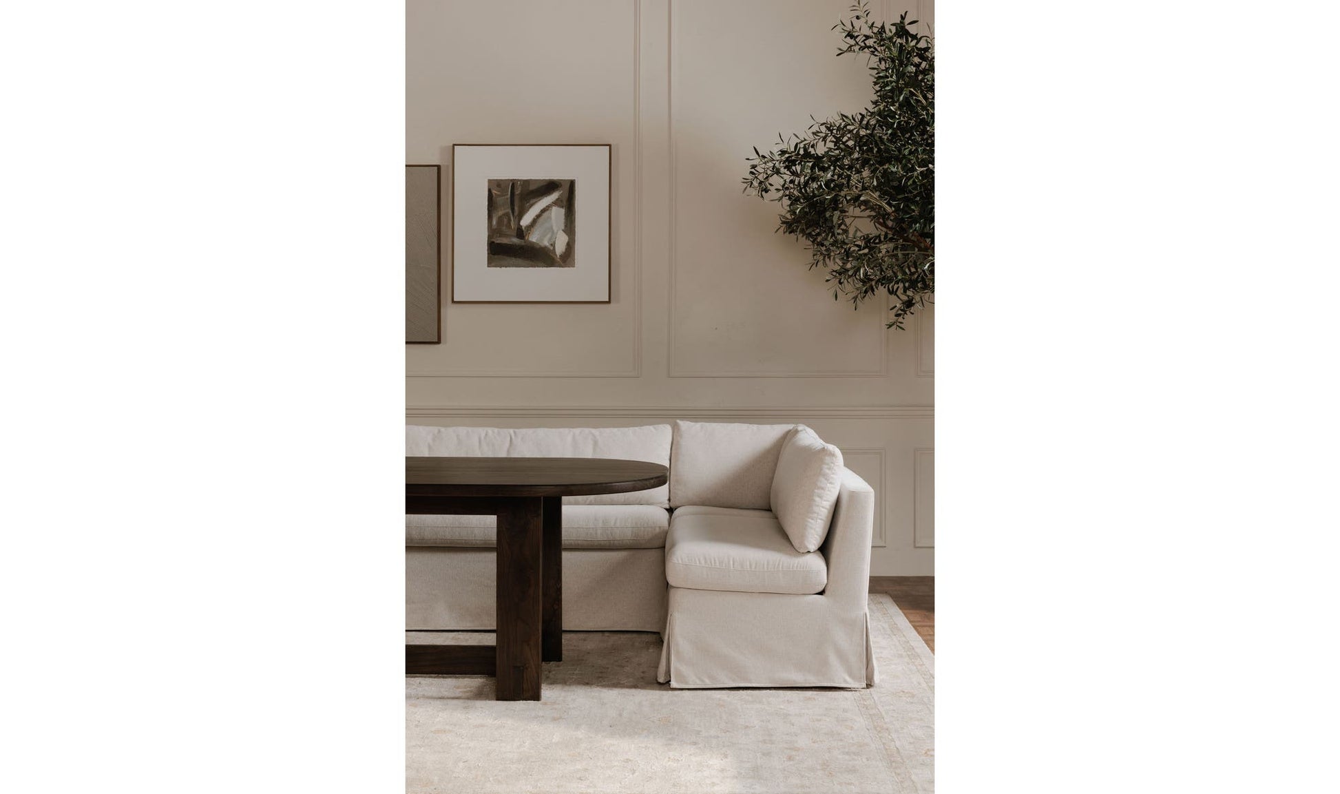 Fable Slipcover Dining Banquette U-Shape Beige 121 in. by Moe's Home Collection - view 8