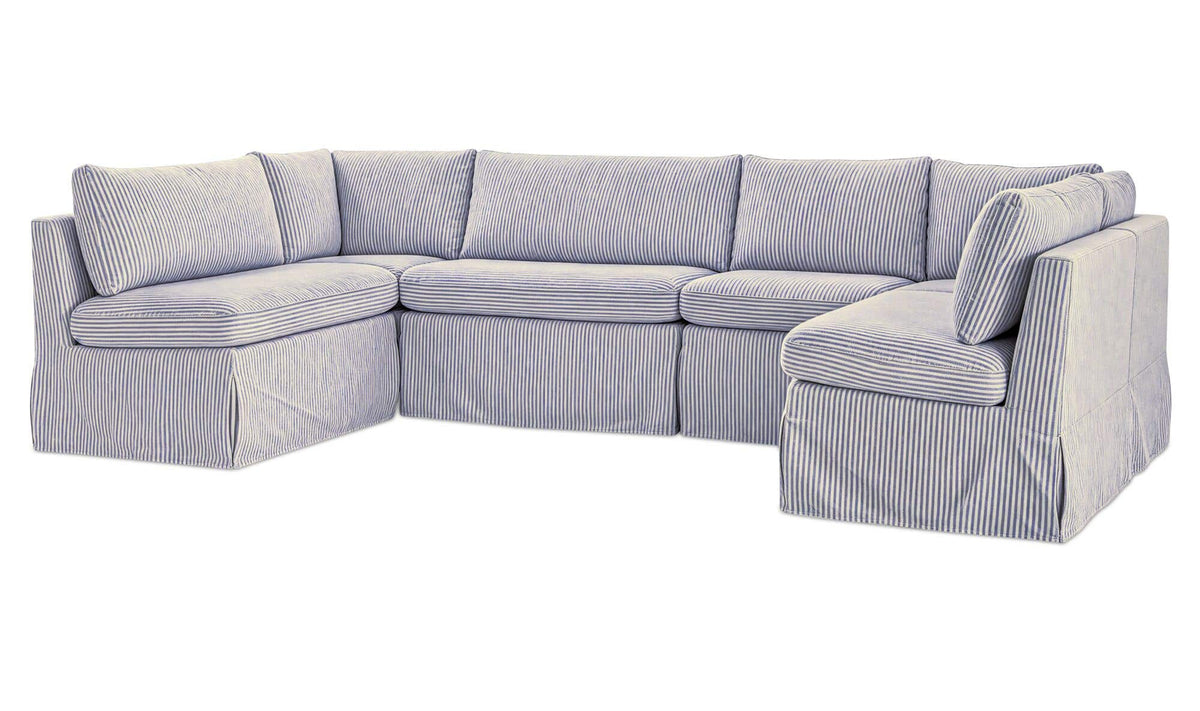 Fable Slipcover Dining Banquette U-Shape Navy Stripe 121 in by Moe's Home Collection - view 4