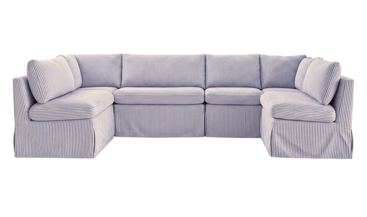 Fable Slipcover Dining Banquette U-Shape Navy Stripe 121 in by Moe's Home Collection - view 2