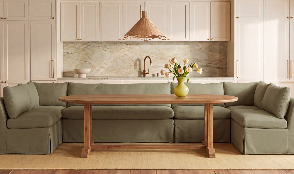 Fable Slipcover Dining Banquette U-Shape Olive 129 in by Moe's Home Collection - view 3