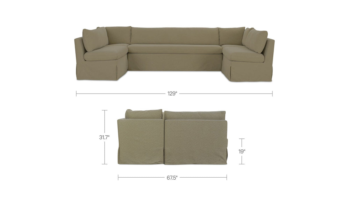 Fable Slipcover Dining Banquette U-Shape Olive 129 in by Moe's Home Collection - view 10