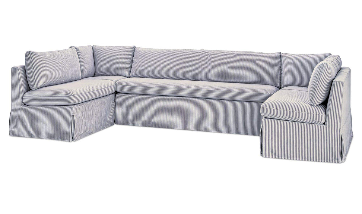Fable Slipcover Dining Banquette U-Shape Navy Stripe 129 in by Moe's Home Collection - view 4