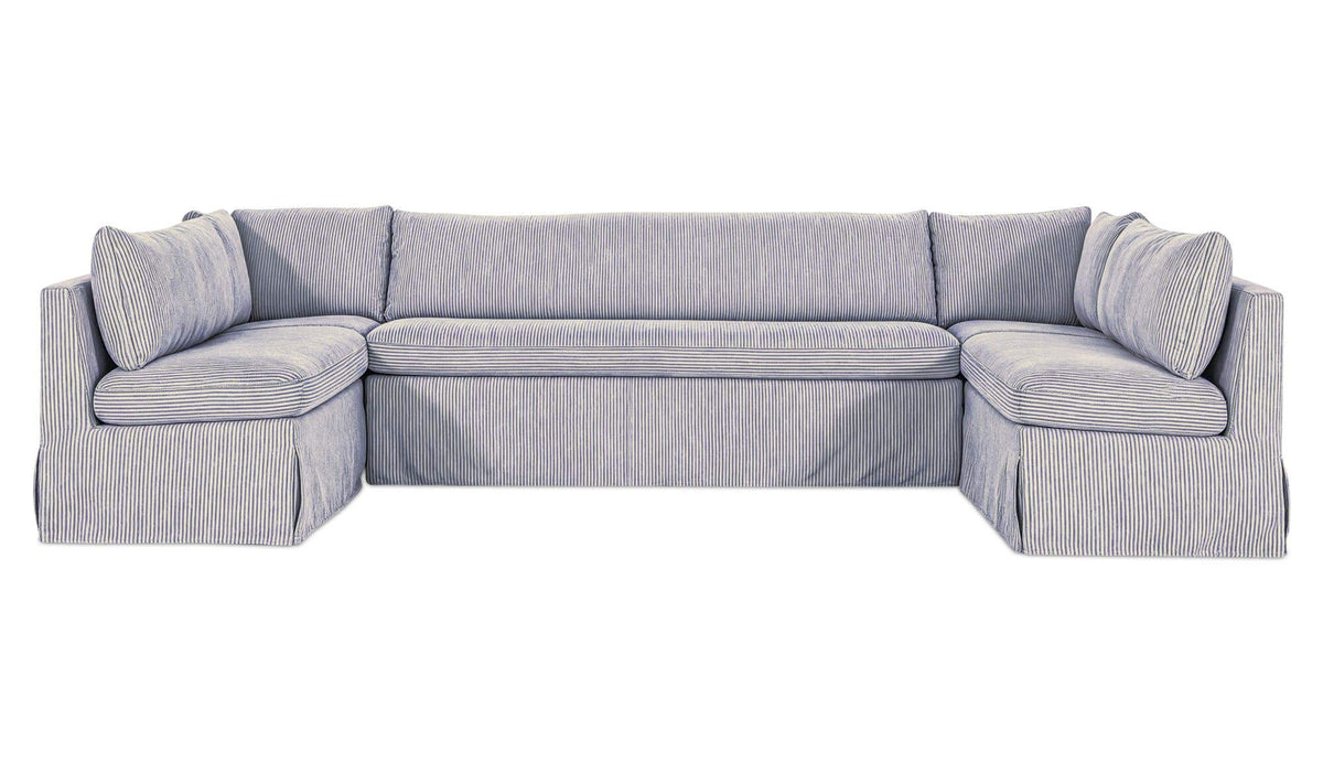 Fable Slipcover Dining Banquette U-Shape Navy Stripe 129 in by Moe's Home Collection - view 2