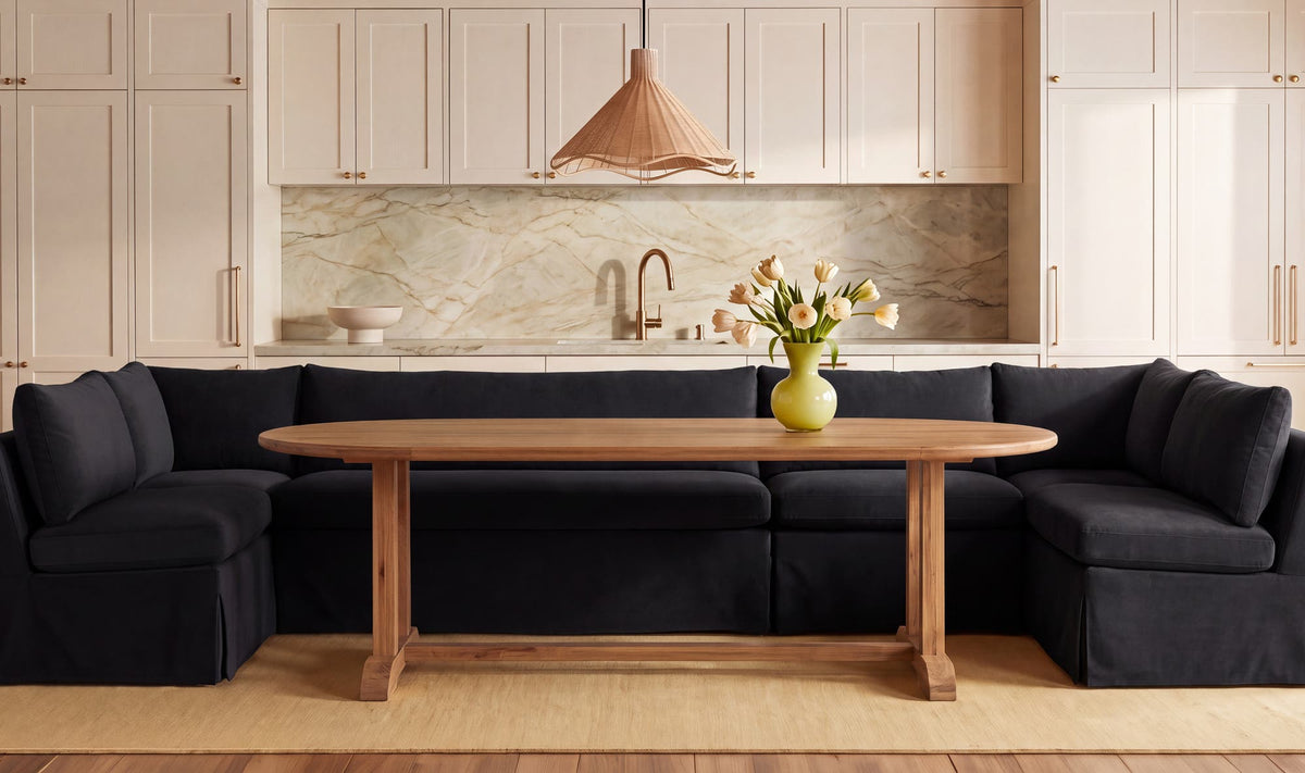 Fable Slipcover Dining Banquette U-Shape Black 154 in by Moe's Home Collection - view 3