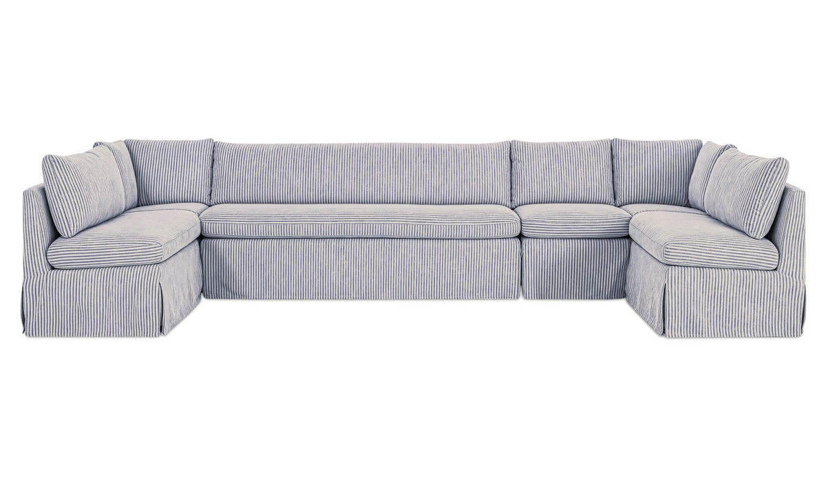 Fable Slipcover Dining Banquette U-Shape Navy Stripe 154 in by Moe's Home Collection - view 2