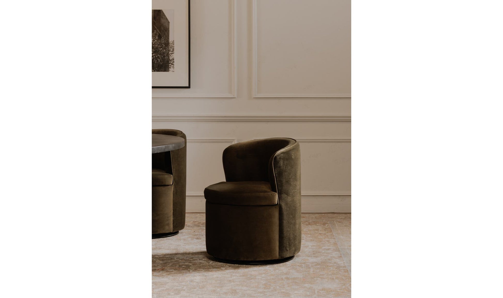Dane Swivel Dining Chair Faux Green Mohair by Moe's Home Collection - view 6