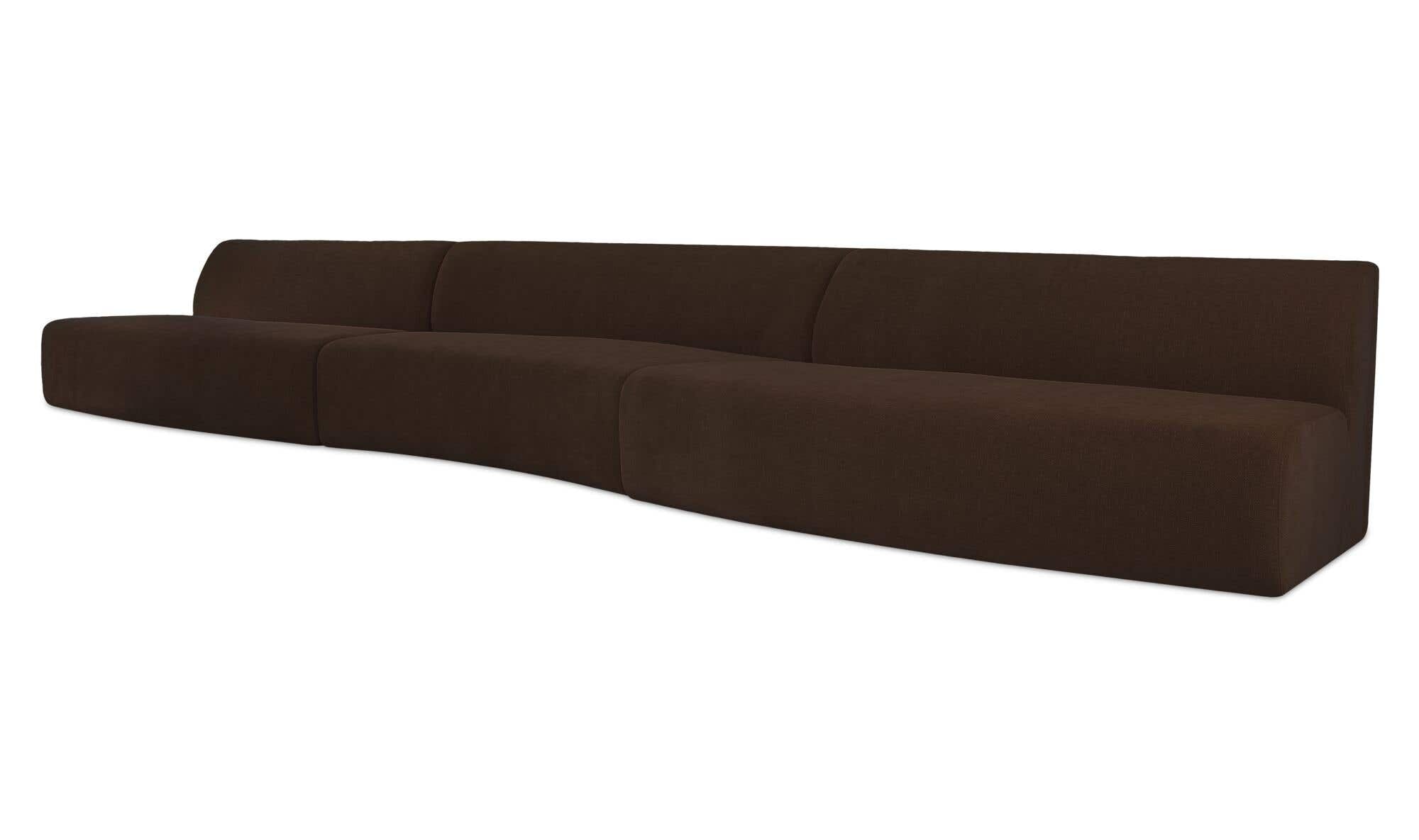 Naomi 3 Piece Wave Modular Sectional Dark Brown by Moe's Home Collection - view 5