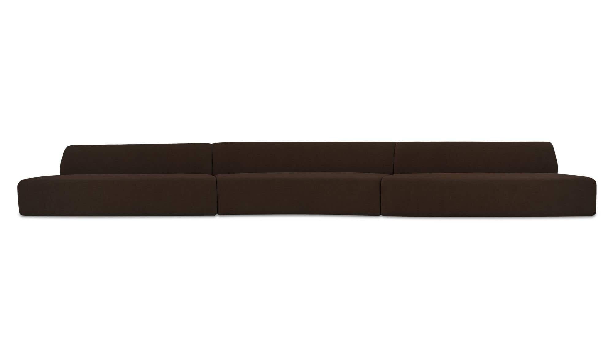 Naomi 3 Piece Wave Modular Sectional Dark Brown by Moe's Home Collection - view 4