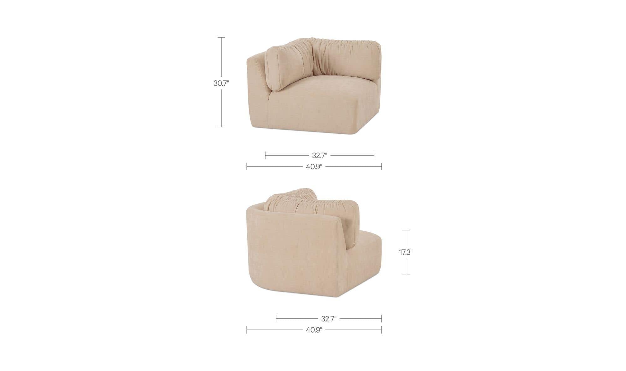 Matina Corner Chair Oatmeal by Moe's Home Collection - view 11
