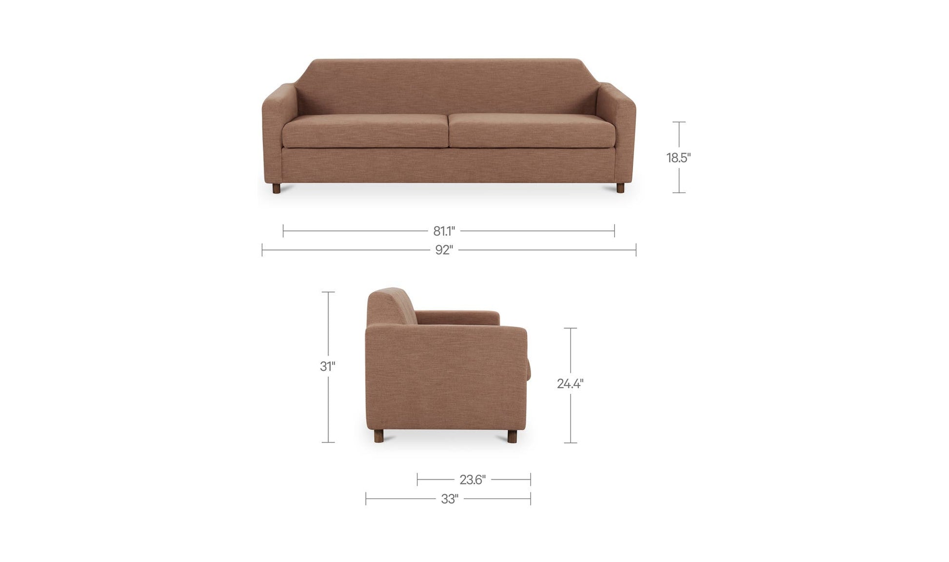 Finch Sofa Washed Pink by Moe's Home Collection - view 7