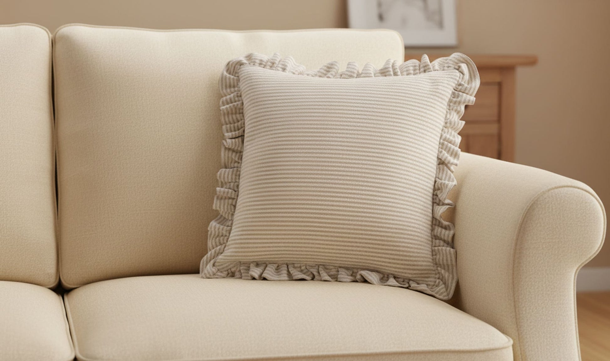 Betty 20 Inch Cushion Beige Stripe by Moe's Home Collection - view 4