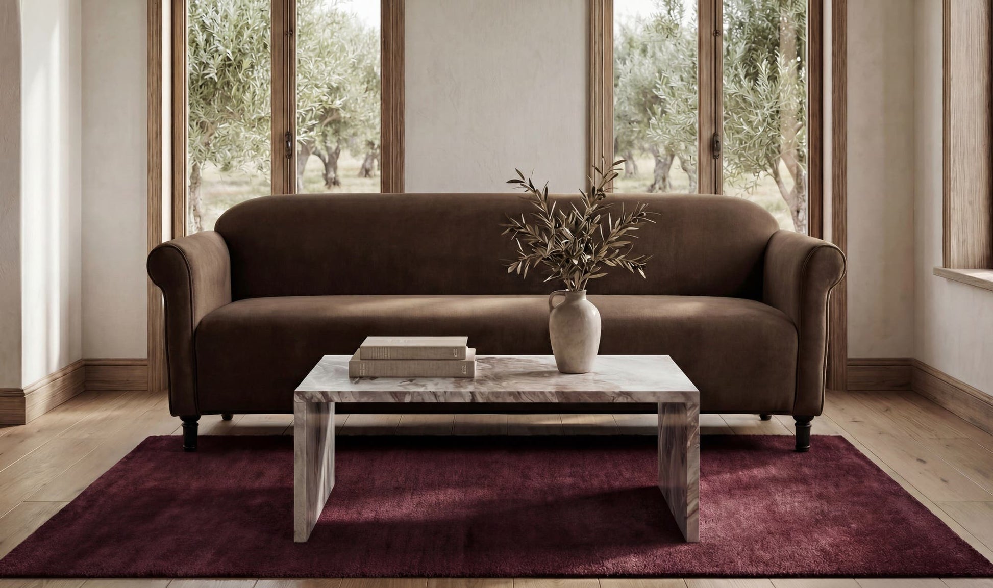Harmony Sofa Dark Brown Faux Mohair by Moe's Home Collection - view 4