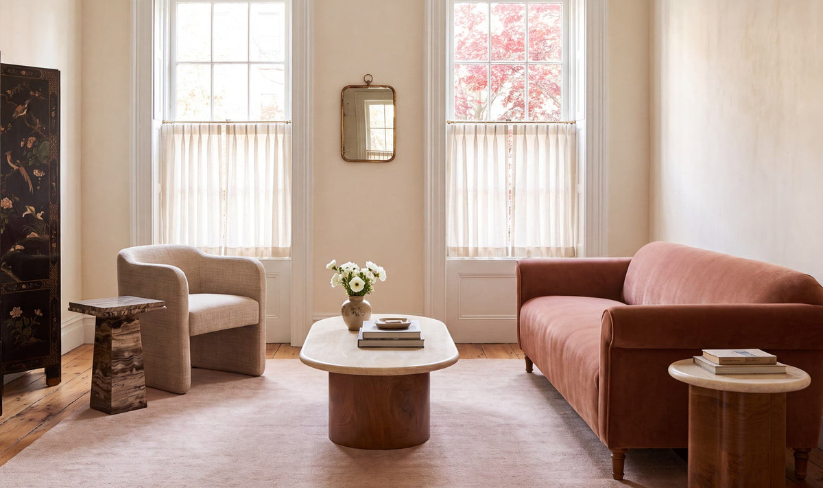 Harmony Sofa Blush Faux Mohair by Moe's Home Collection - view 3