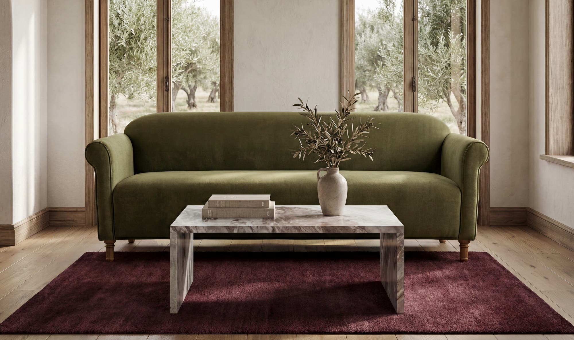 Harmony Sofa Dark Green Faux Mohair by Moe's Home Collection - view 5