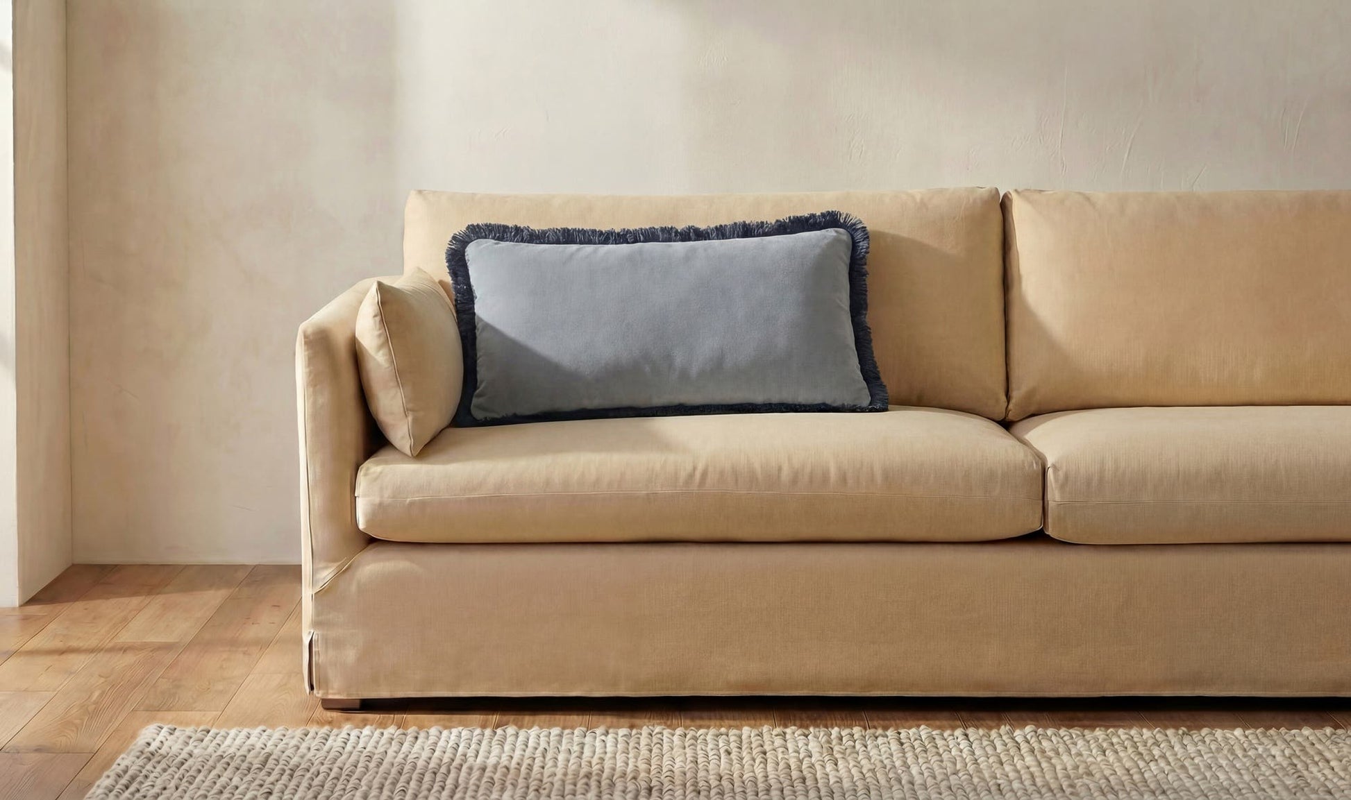 Yasmin Lumbar Cushion Light Blue Faux Mohair by Moe's Home Collection - view 4