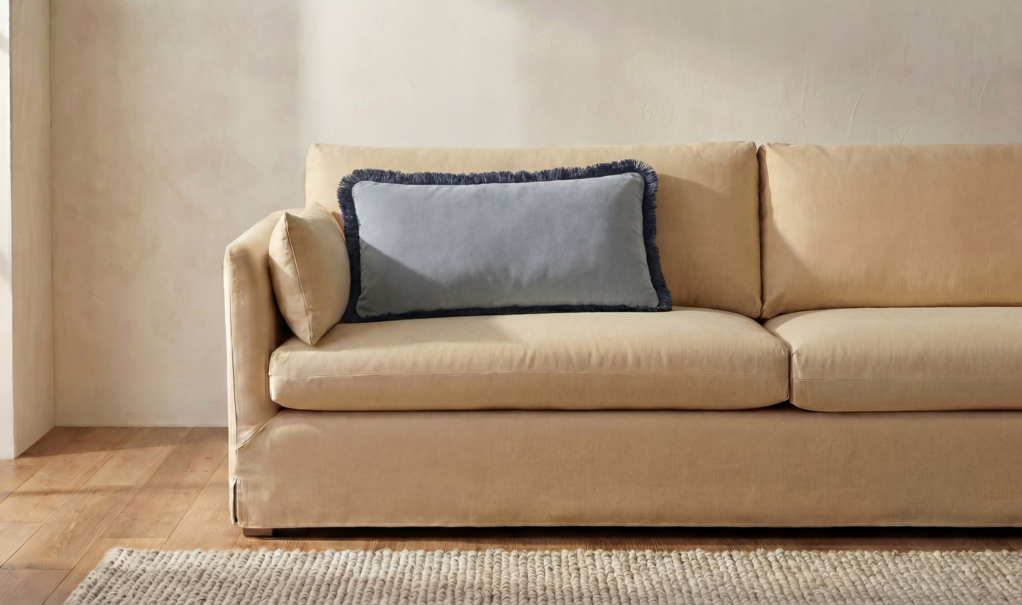 Yasmin Lumbar Cushion Light Blue Faux Mohair by Moe's Home Collection - view 4