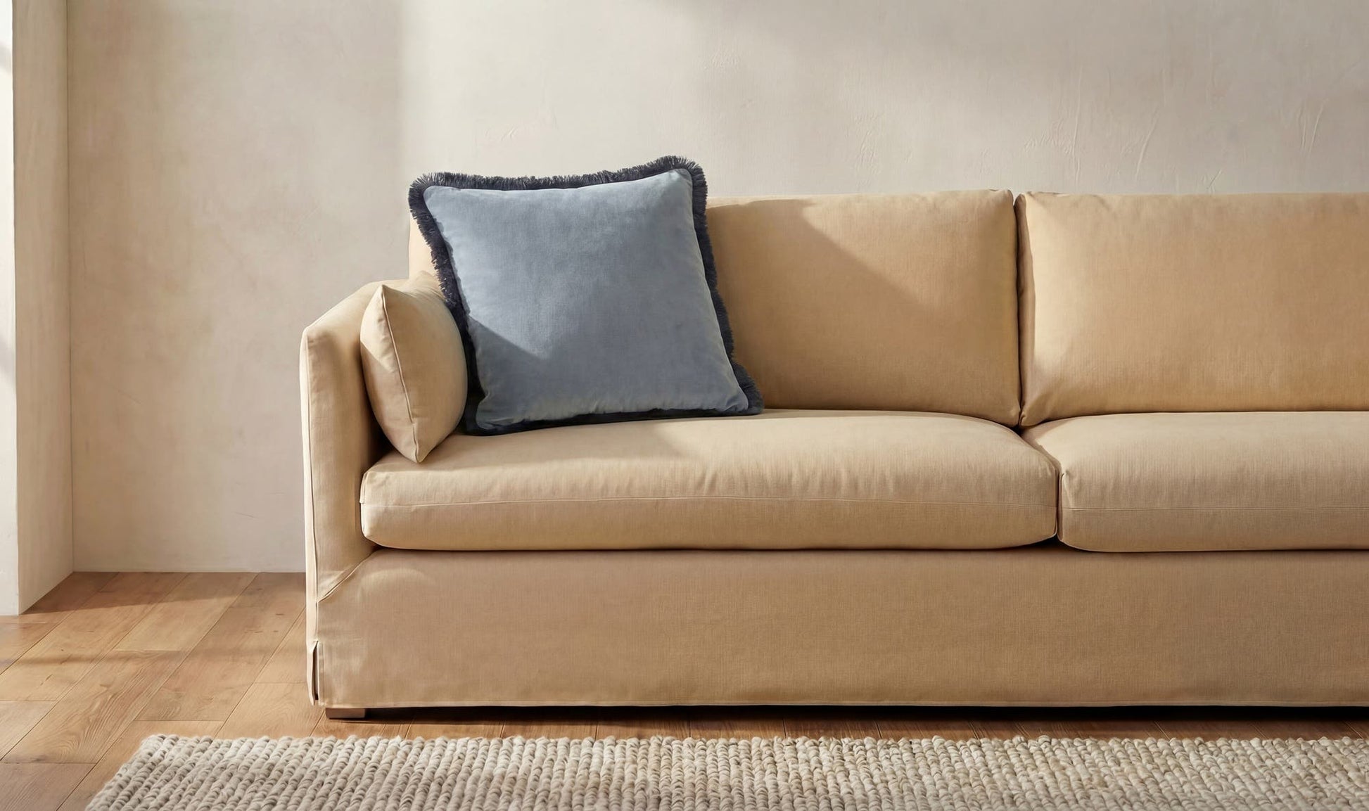 Yasmin Square Cushion Light Blue Faux Mohair by Moe's Home Collection - view 4