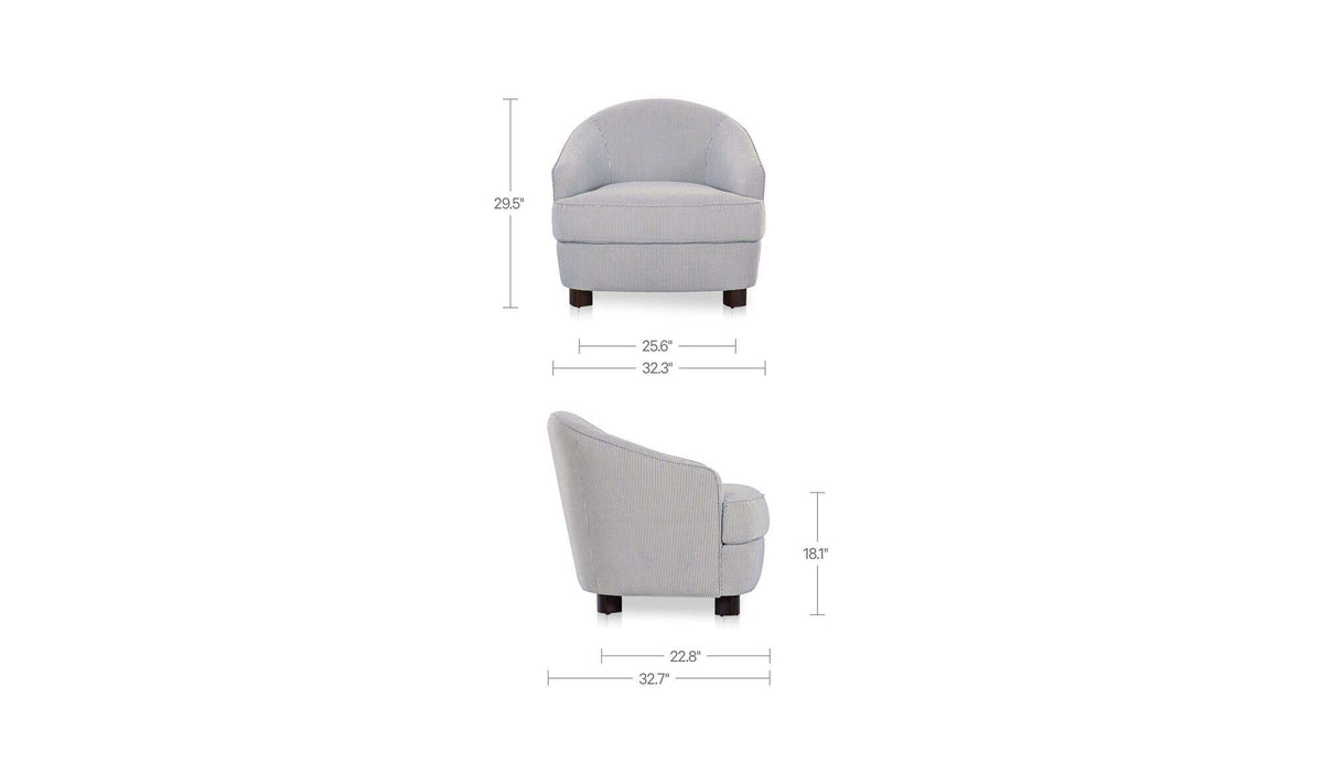 Ciara Accent Chair Navy Stripe by Moe's Home Collection - view 16